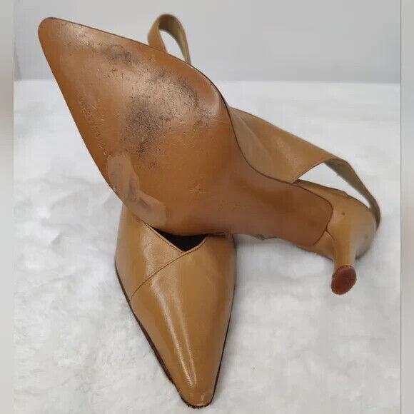 Tan leather Y2K BCBGMaxazria Pointed Toe Pump size 8B - Picture 6 of 11